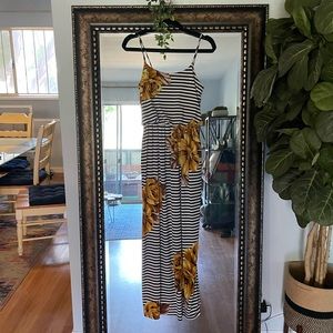 striped sundress with gold flowers - size 6